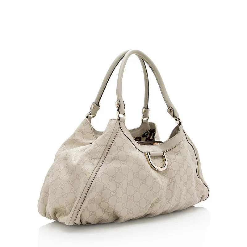 Ladies Gucci shoulder bags with a magnetic - closure flapGucci Guccissima Leather D Ring Large Hobo (SHF-18503)