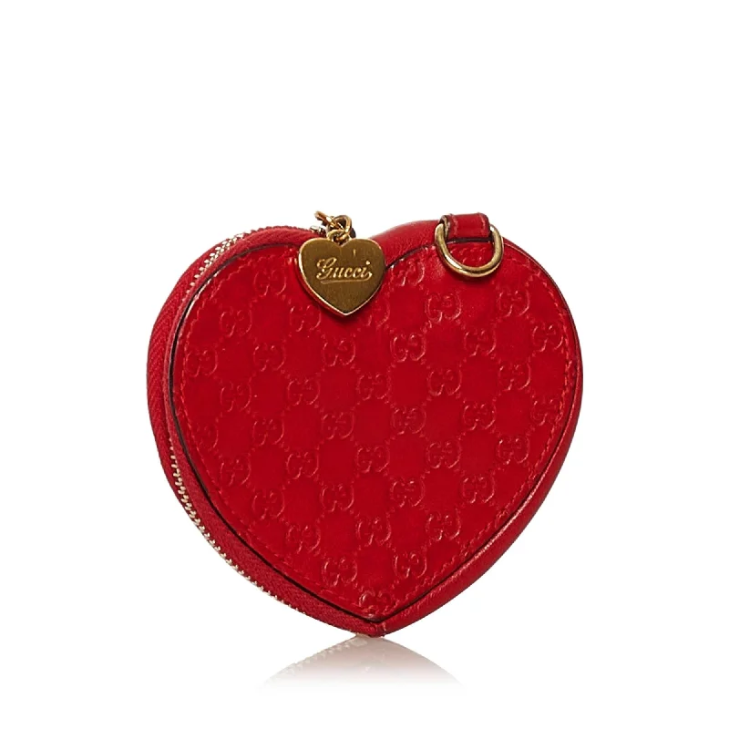 Gucci handbags for women with a metal - framed claspGucci Guccissima Heart Coin Pouch (34406)