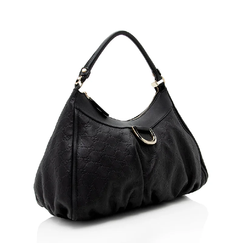 Women Gucci bags with a detachable mirror insideGucci Guccissima Leather D Ring Hobo (SHF-18480)